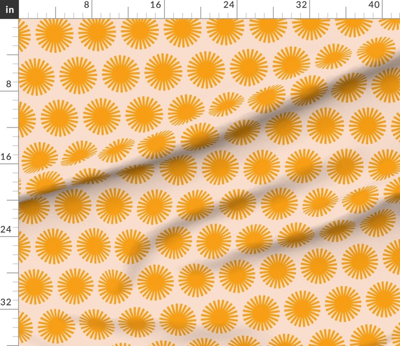 Summer Sun Orange Blush Sunny Graphic Medium Scale Custom Printed Fabric by Spoonflower Various Fabrics by the Yard or Fat Quarter